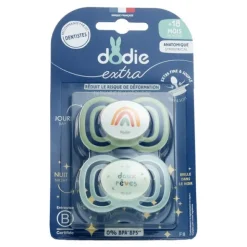 Dodie sucette anatomique silicone Jour Nuit +18 mois