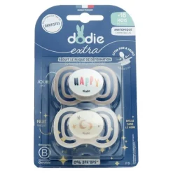 Dodie sucette anatomique silicone Jour Nuit +18 mois