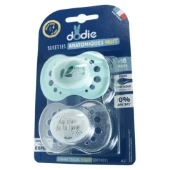 Dodie sucette anatomique silicone +18 mois Nuit