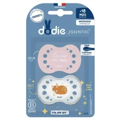 Dodie sucette anatomique silicone +18 mois Nuit