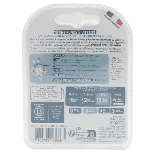 Dodie Tétine ronde anti colique 3 vitesses