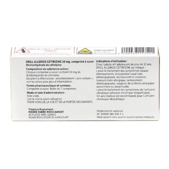 Drill Allergie Cetirizine 10 mg comprimé à sucer