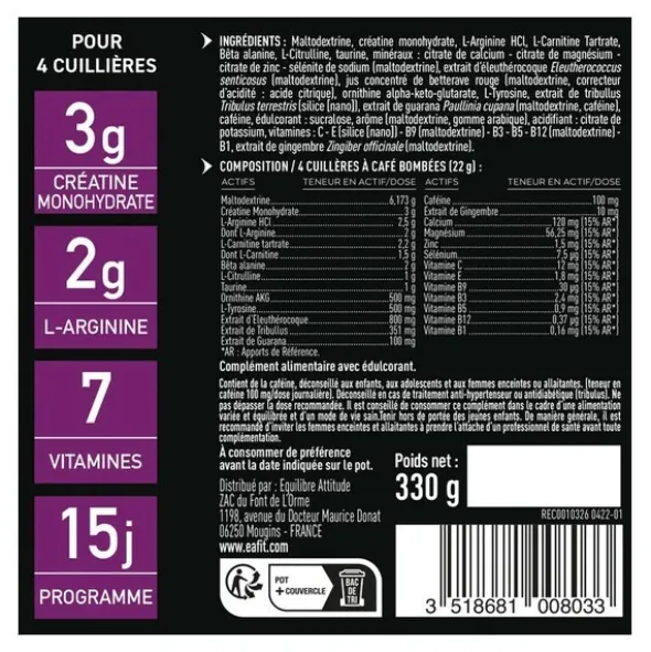 Eafit Pure Pre Workout poudre
