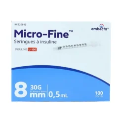 Embecta Micro-fine Seringue à insuline 8mm