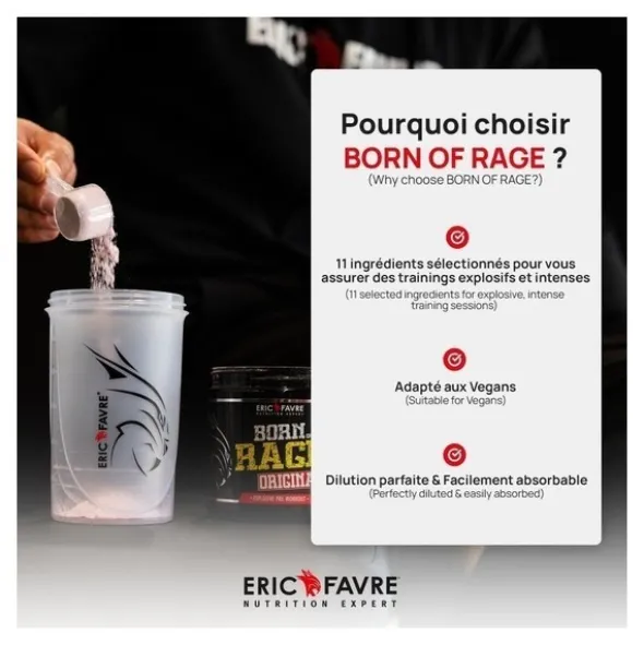 Eric Favre Born of Rage Original Explosive pre workout poudre