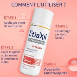 Etiaxil Pieds détranspirant Extreme peaux normales lotion