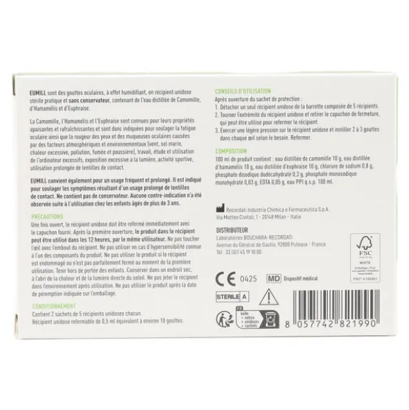 Eumill Yeux rouges et irrités gouttes oculaires unidoses