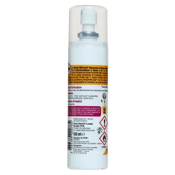 Expert 123 Anti moustiques et tiques spray répulsif vêtements & tissus