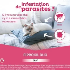 Fiprokil Duo Pipette anti puce Chat
