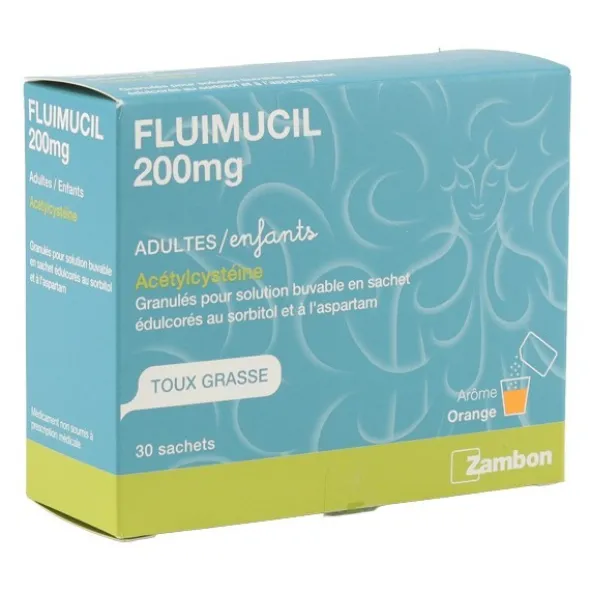 Fluimucil expectorant 200 mg sans sucre sachets
