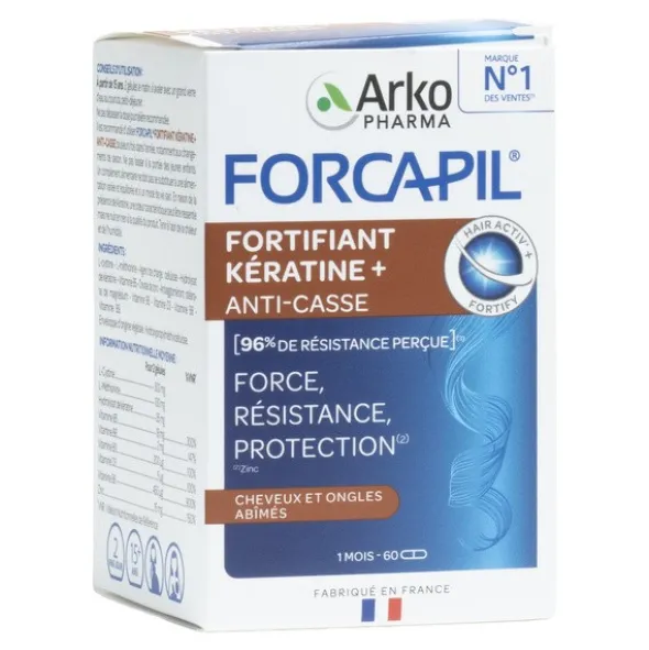 Forcapil Fortifiant kératine + Cheveux et ongles gélules