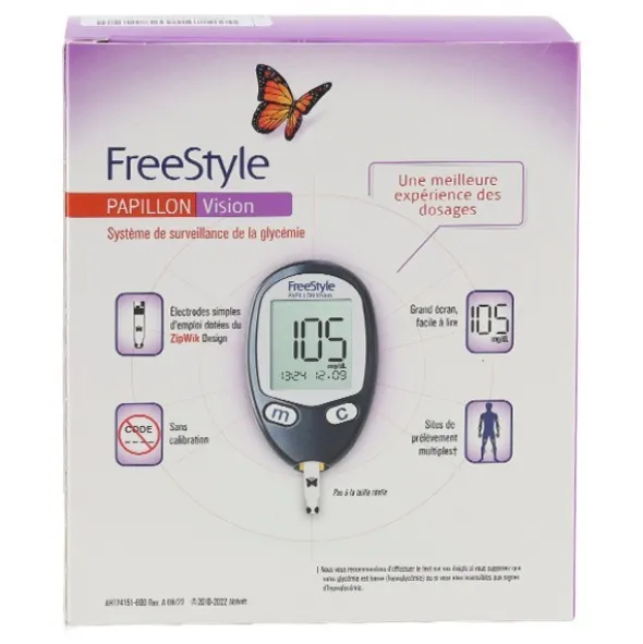Freestyle Papillon Vision set autosurveillance de la glycémie