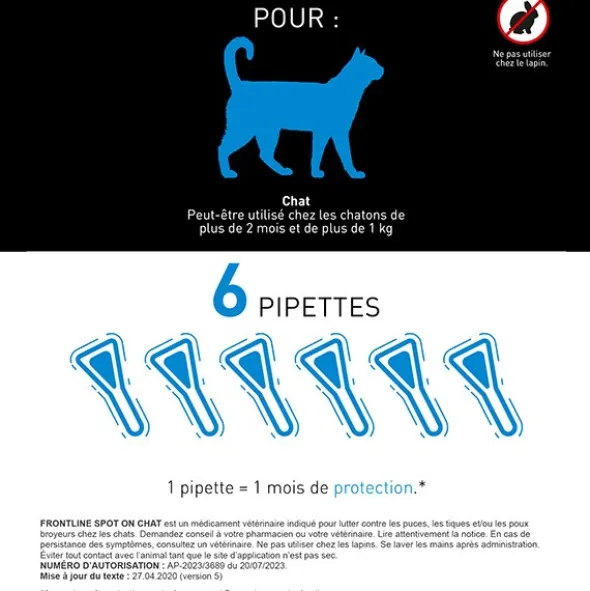 Frontline chat pipette anti puce
