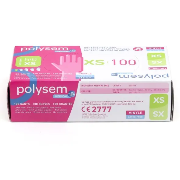 Gants en vinyle non poudrés