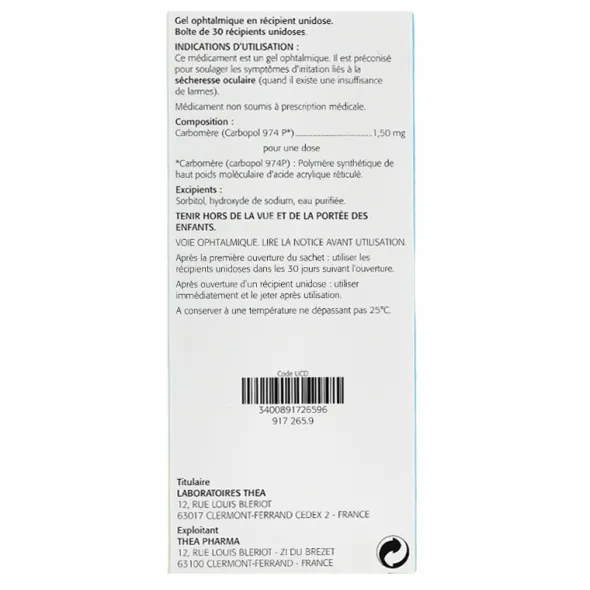 Gel larmes gel ophtalmique unidoses