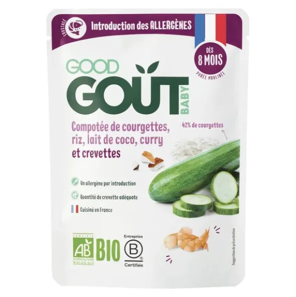 Good Goût Compotée de Courgettes Riz Lait de coco Curry Crevettes bio