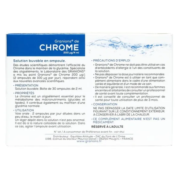 Granions chrome 200 µg ampoules