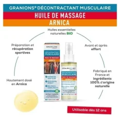 Granions Décontractant musculaire Huile de massage Arnica