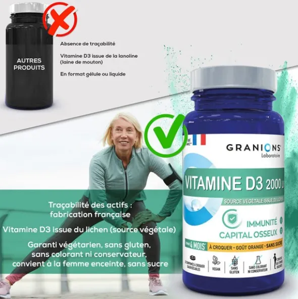 Granions Vitamine D3 2000 UI comprimés à croquer