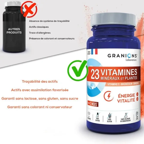 Granions 23 vitamines, minéraux et plantes comprimés