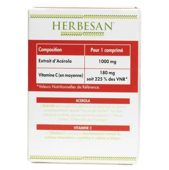 Herbesan Acérola 1000 mg Vitamine C comprimés effervescents