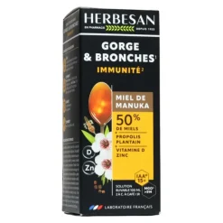 Herbesan sirop Gorge et bronches Miel de Manuka IAA 15+