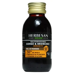 Herbesan sirop Gorge et bronches Miel de Manuka IAA 15+