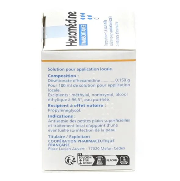 Hexomedine transcutanée solution antiseptique