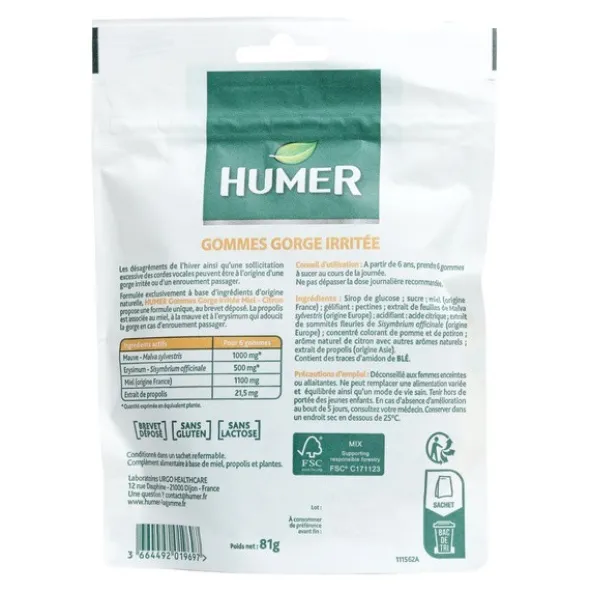 Humer Gommes gorge irritée