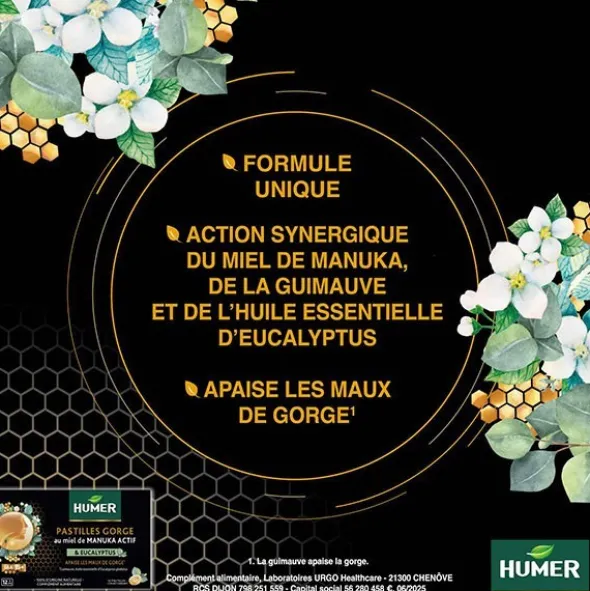 Humer Pastilles Gorge au miel Manuka