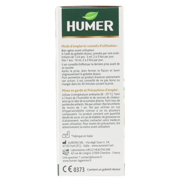 Humer sirop toux et irritation