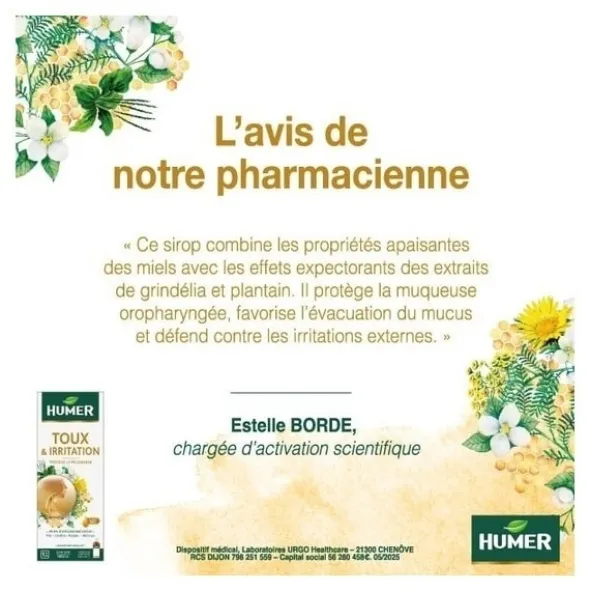 Humer sirop toux et irritation