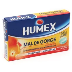 Humex Mal de gorge menthe glaciale sans sucre pastilles