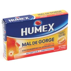 Humex Mal de Gorge miel citron sans sucre pastilles