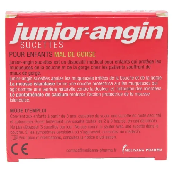 Junior Angin sucettes mal de gorge fraise