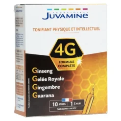 Juvamine 4G Ginseng Gelée Royale Guarana Gingembre ampoules
