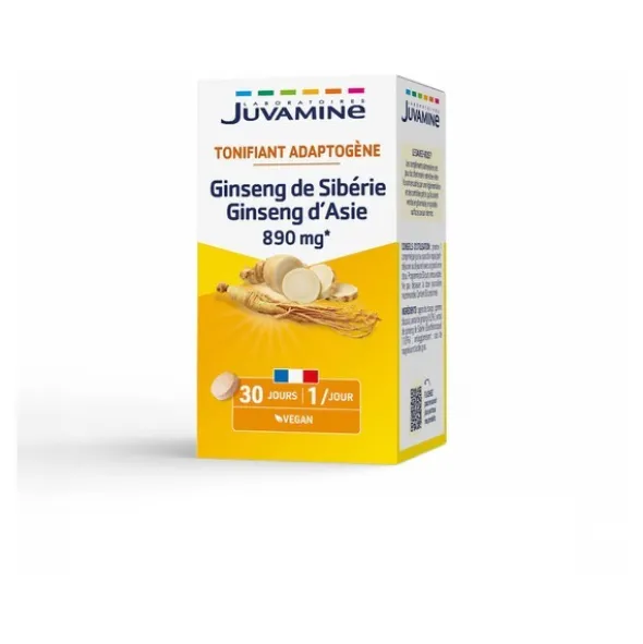 Juvamine Ginseng de Siberie Ginseng d'Asie 890 mg comprimés