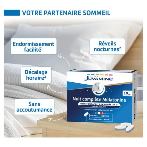Juvamine Nuit complète Mélatonine 1,9 mg comprimés