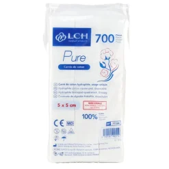 LCH Pure Carrés de coton non stériles 5 x 5 cm