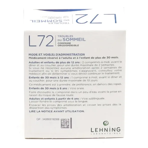 L72 Sommeil Lehning orodispersible