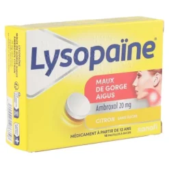 Lysopaïne Ambroxol citron sans sucre pastilles