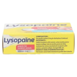 Lysopaïne Ambroxol Menthe sans sucre pastilles
