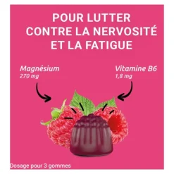 Mag 2 Nervosité Fatigue gummies Framboise