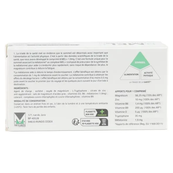 8 Mel+ Mélatonine 1,9 mg comprimés