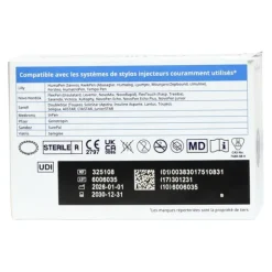 Micro Fine Ultra aiguille pour stylo à insuline x100