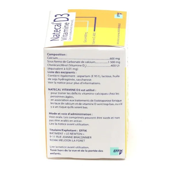 Natecal Vitamine D3 600 mg/ 400 UI comprimés orodispersibles