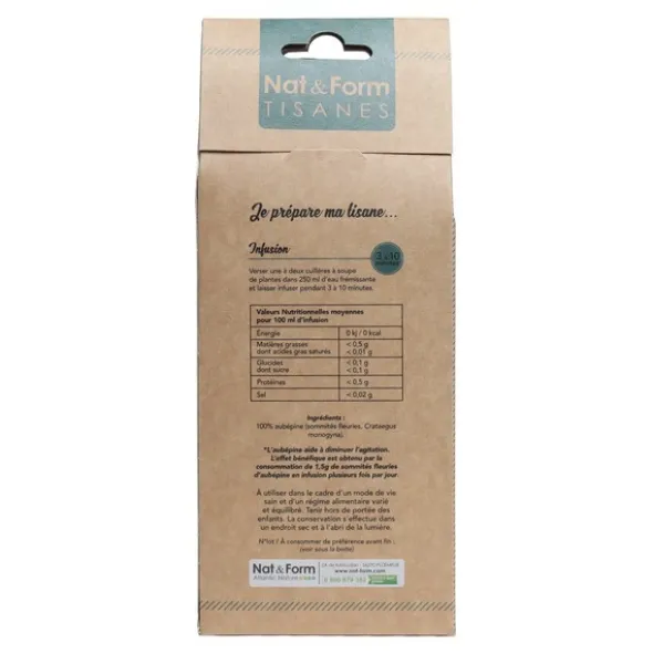 Nat et Form Tisane bio Aubépine Sommités fleuries