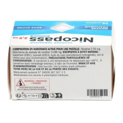 Nicopass 2,5 mg menthe fraîcheur sans sucre pastilles