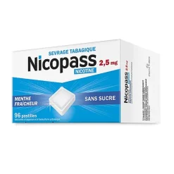 Nicopass 2,5 mg menthe fraîcheur sans sucre pastilles