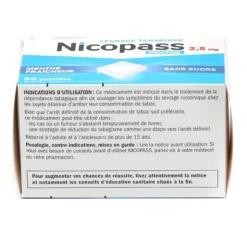 Nicopass 2,5 mg menthe fraîcheur sans sucre pastilles
